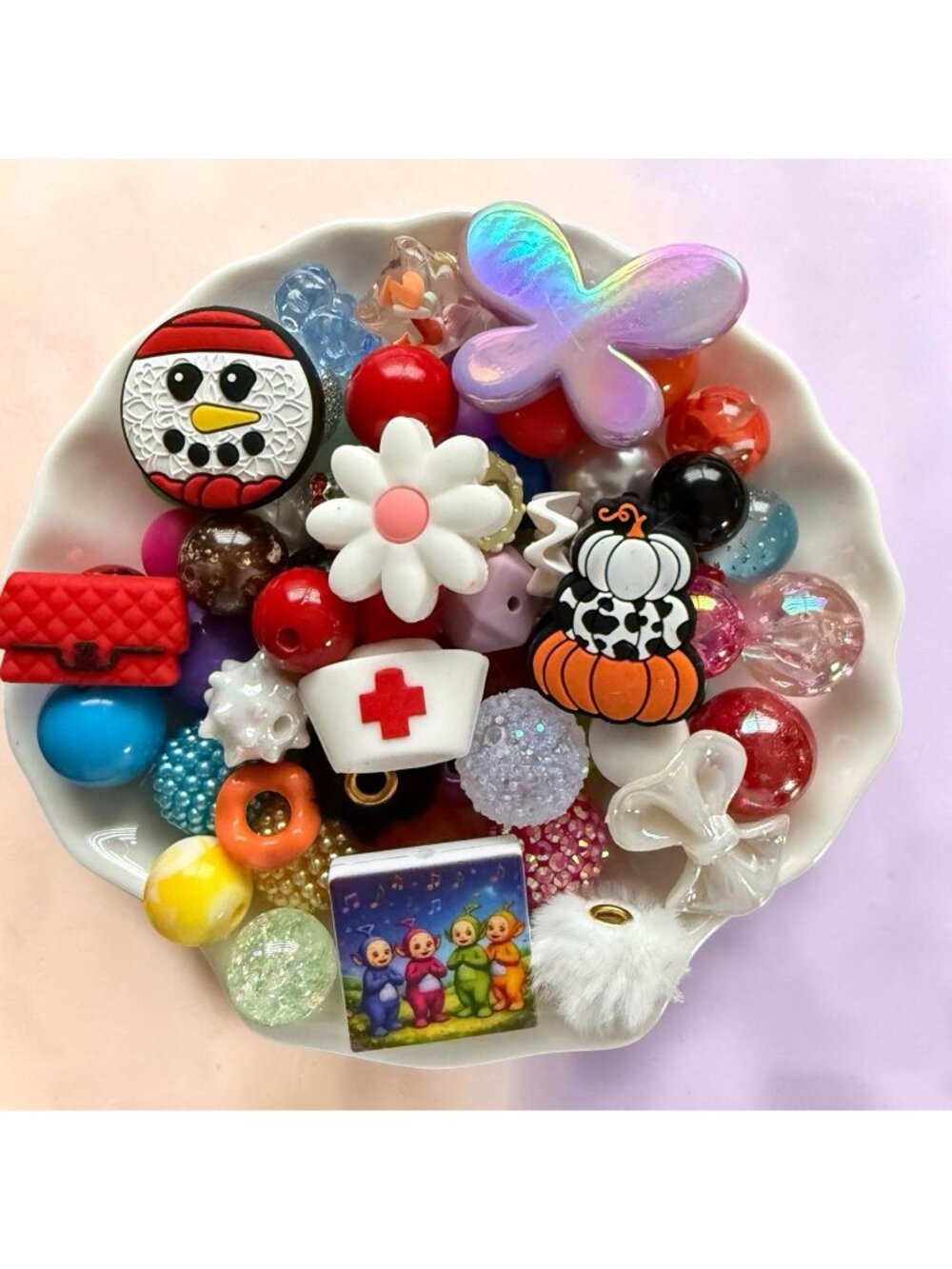 Beads,Focals & Spacers-Mixed Lot-60+ Items-For Beadable Pens, Keychains, Etc.